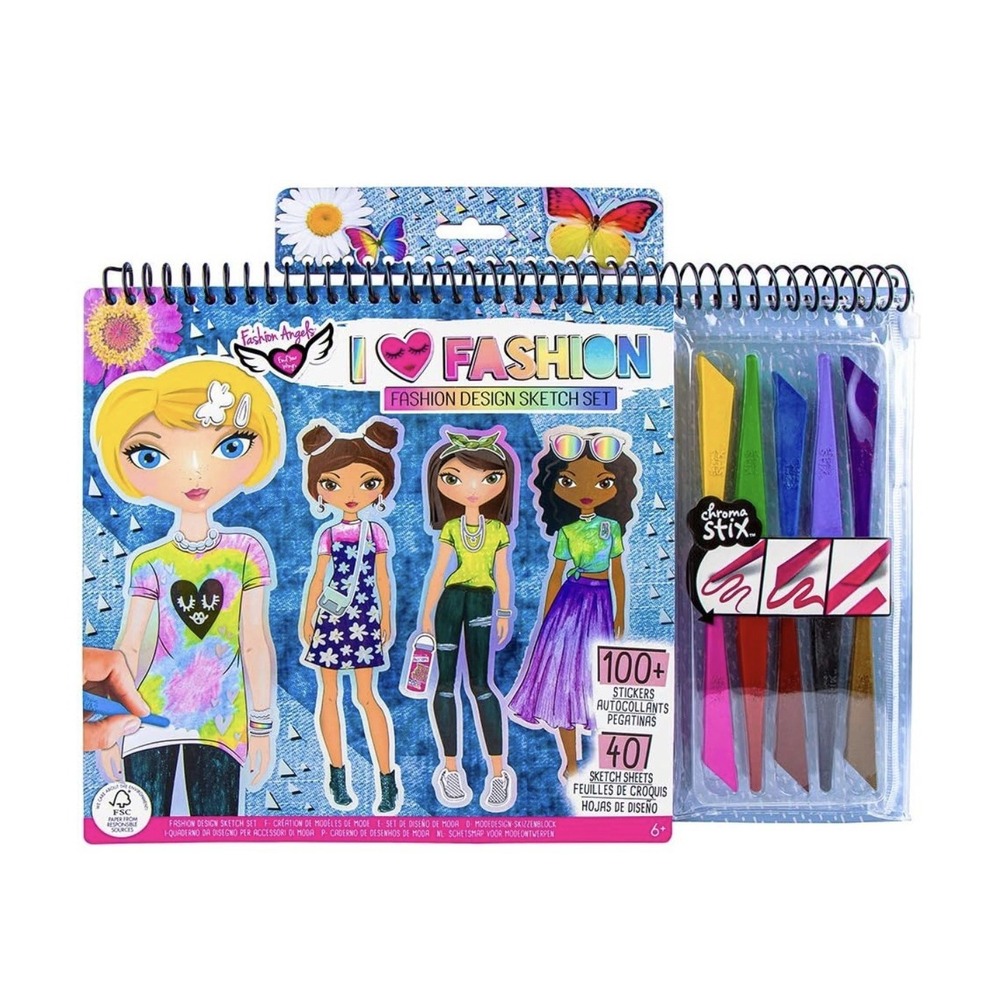 Fashion Angels Portfolio Fashion Design Sketch Set w/Stencils, Stickers, & Stix